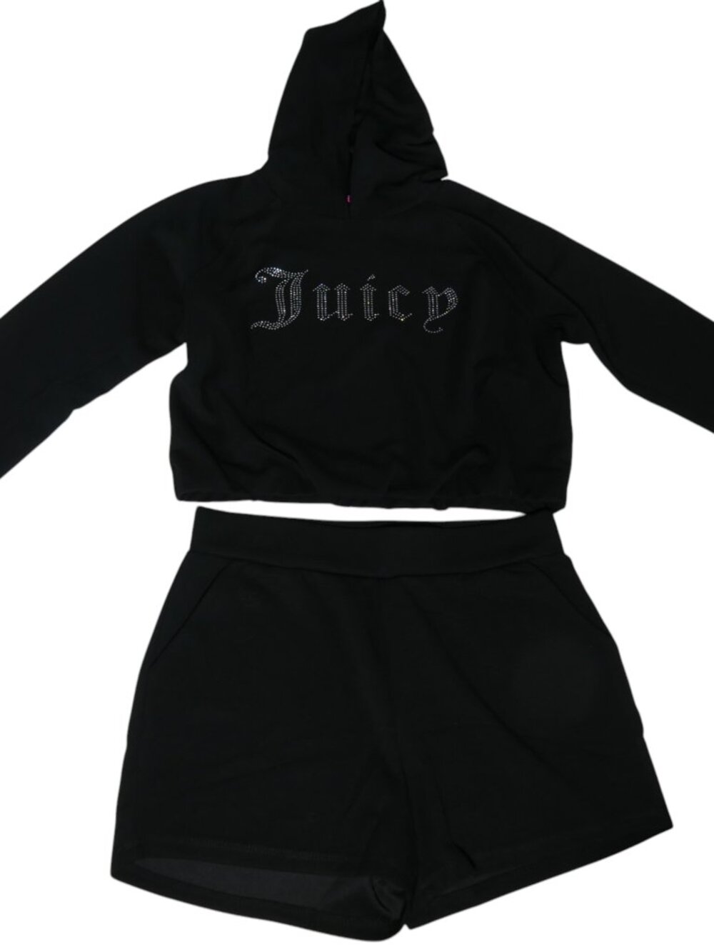 Juicy Couture Black Hoodie &‎ Short Set Size Large JC122144S / JC144 - Picture 3 of 12